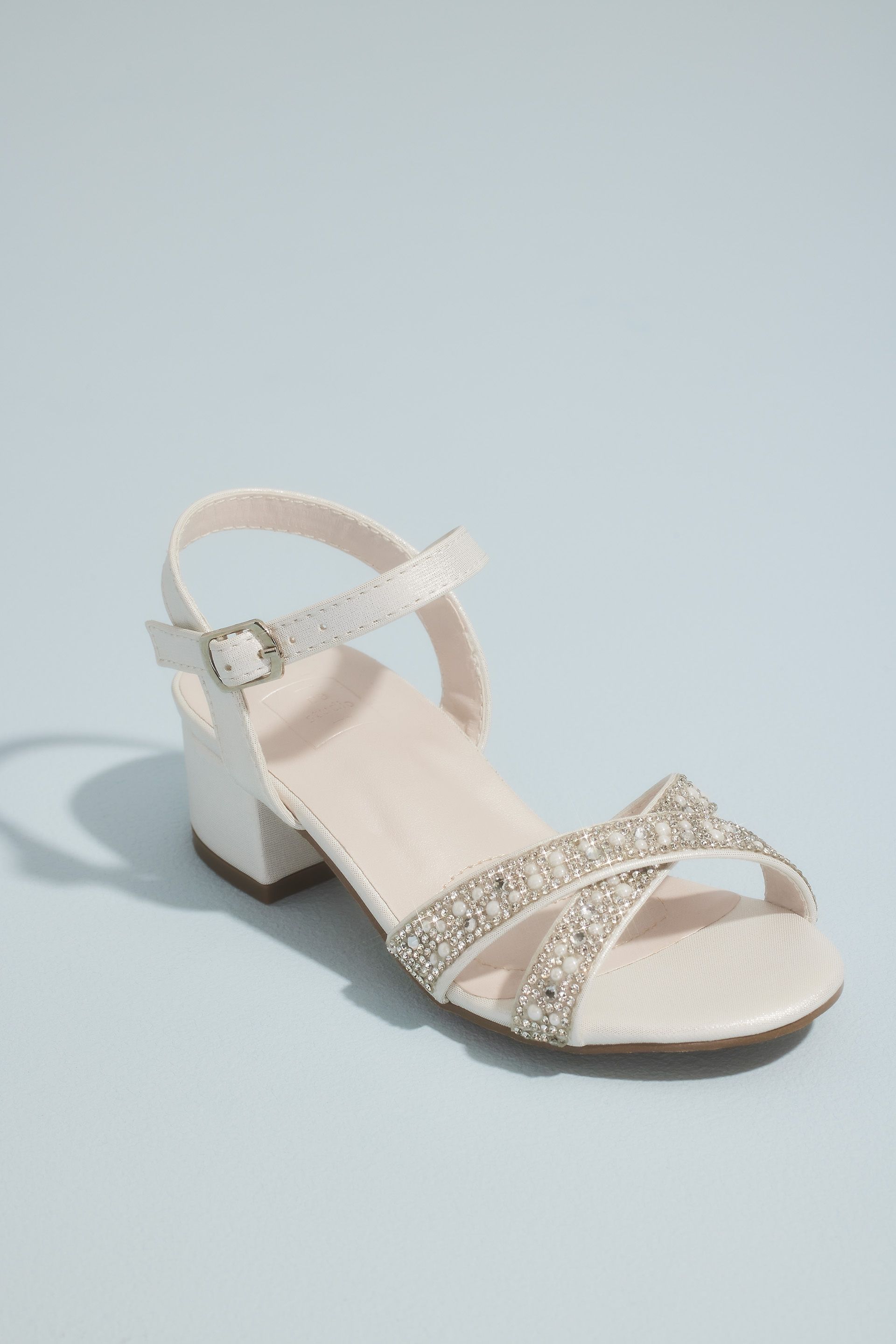 Picture of Girls Crisscross Pearl Metallic Low-Heel Sandals