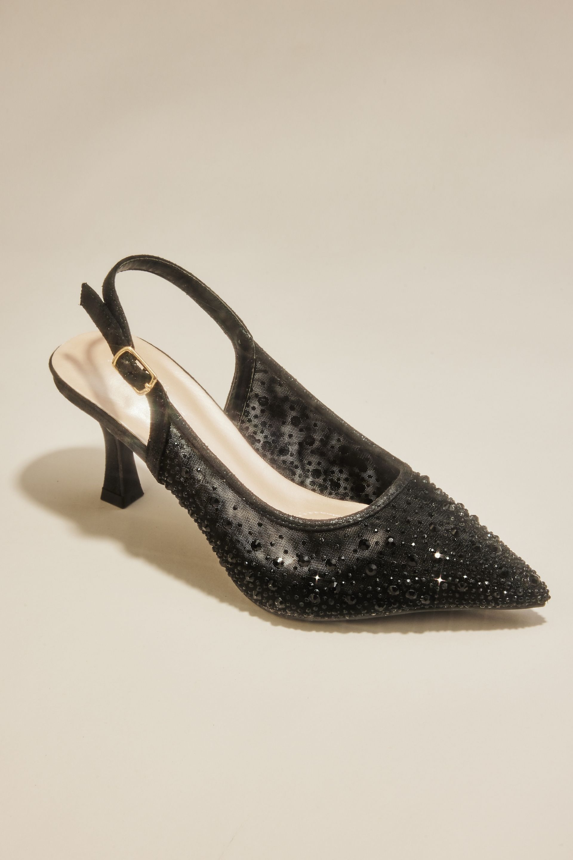 Picture of Crystal Embellished Mesh Slingback Heels