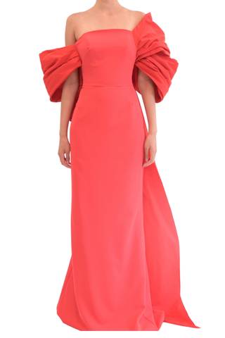 View Marchesa Notte Taffeta Sleeve Column Gown in all available color and sizes Picture of Taffeta Sleeve Column Gown