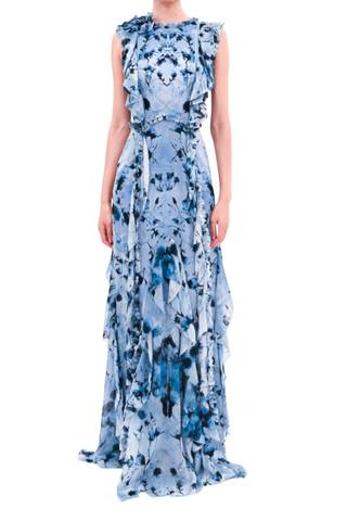 Picture of Painterly Print Sleeveless Georgette Gown