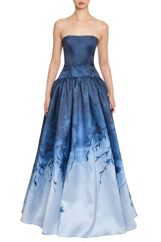 Picture of Floral Printed Mikado Gown