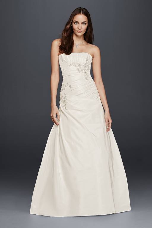 david's bridal ruched wedding dress As Is Ruched Bodice Wedding Dress with Overskirt