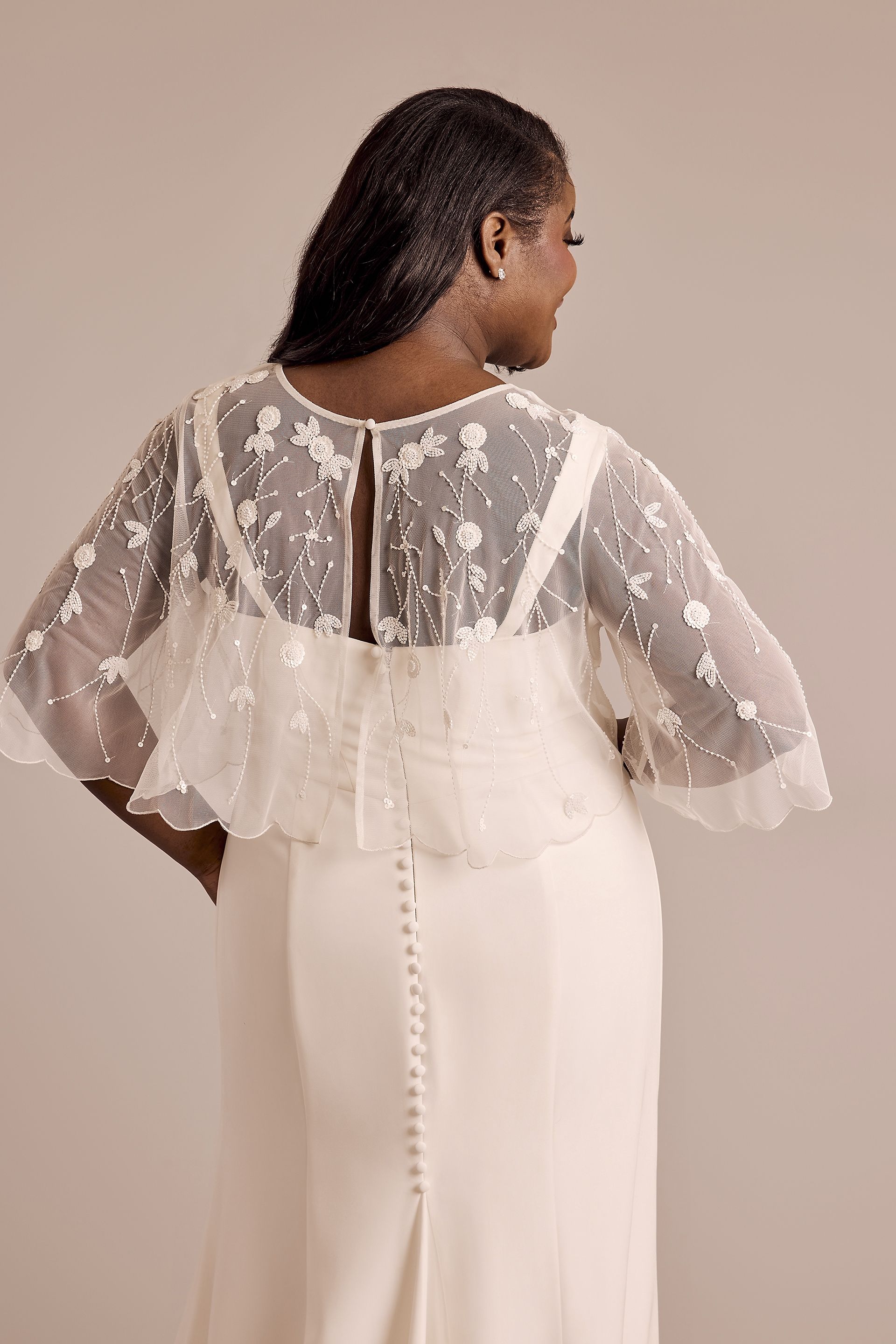 Floral Beaded Mesh Bridal Jacket | David's Bridal