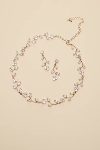 Picture of Cubic Zirconia Flower Necklace and Earring Set