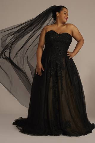 View DB Studio Black Chapel Length Veil in all available color and sizes Picture of Black Chapel Length Veil