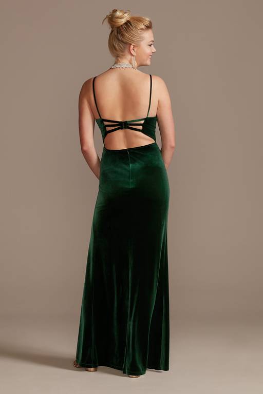 david's bridal velvet bridesmaid dresses Spaghetti Strap Long Dress with Slit Color:DEEP RED Newest Drop by Lily by Firmiana 2026-08-12 flattering fit Alexa B Nites Size