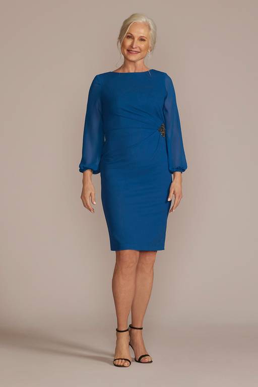 long sleeve dresses knee length knee length long sleeve dress Knee Length Chiffon Wholesale Wedding Guest  Dresses With Long Sleeves