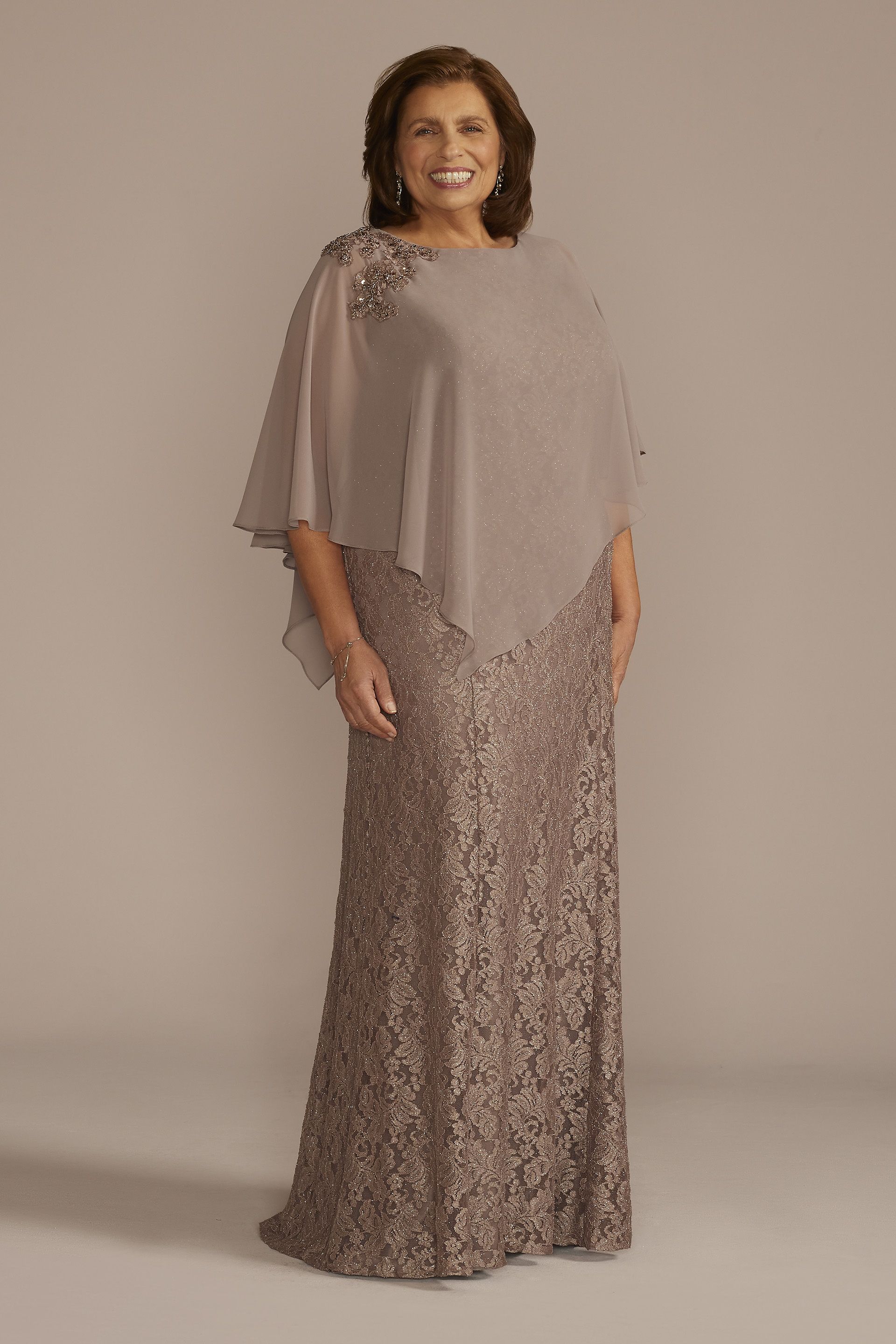 Picture of Glitter Lace Sheath Dress with Capelet
