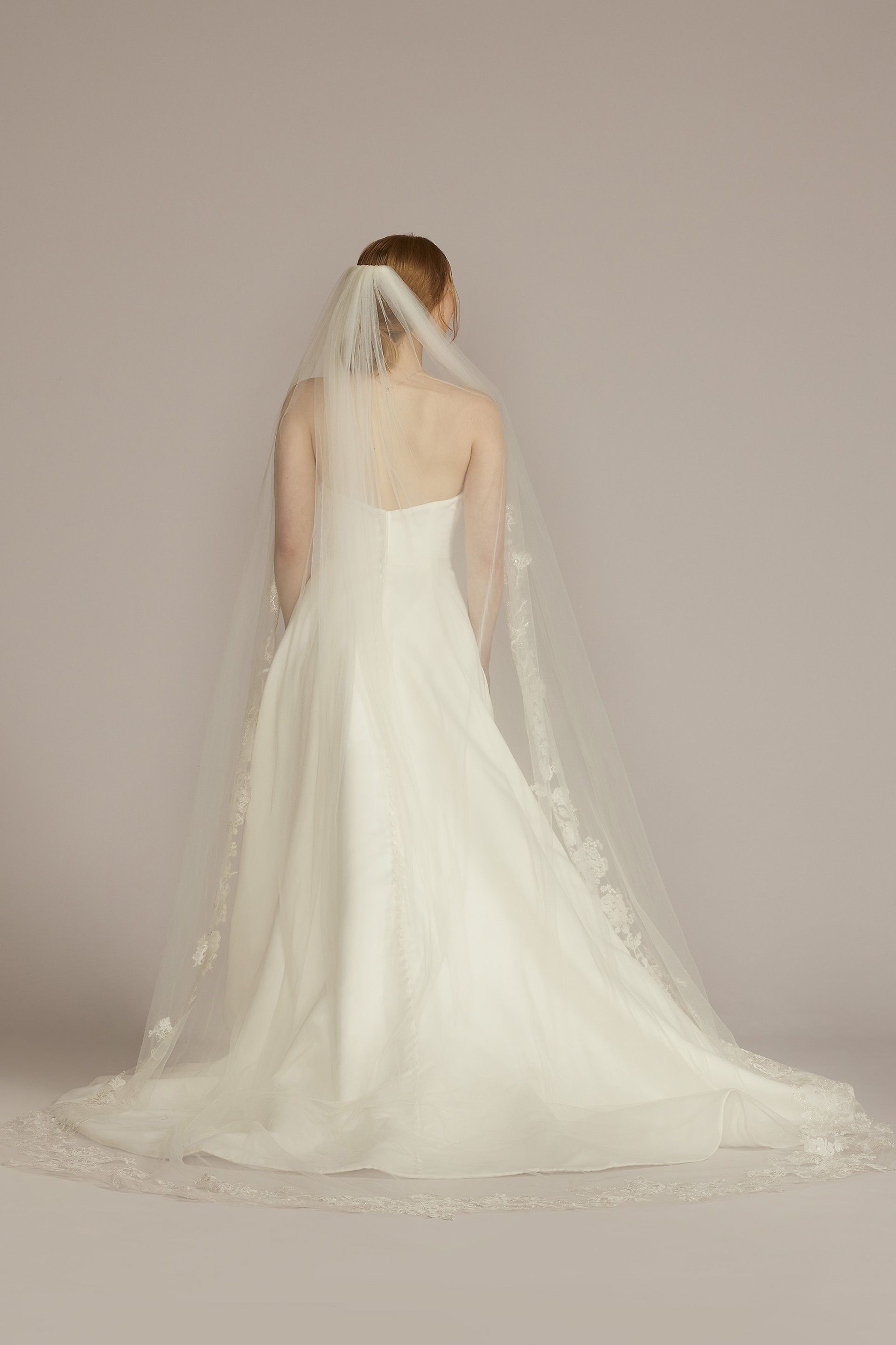 Picture of Beaded Floral Lace Edge Cathedral Veil