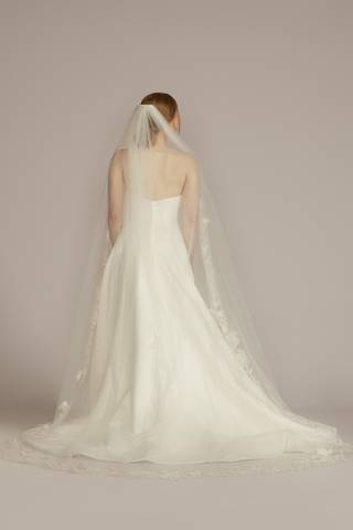 Picture of Beaded Floral Lace Edge Cathedral Veil