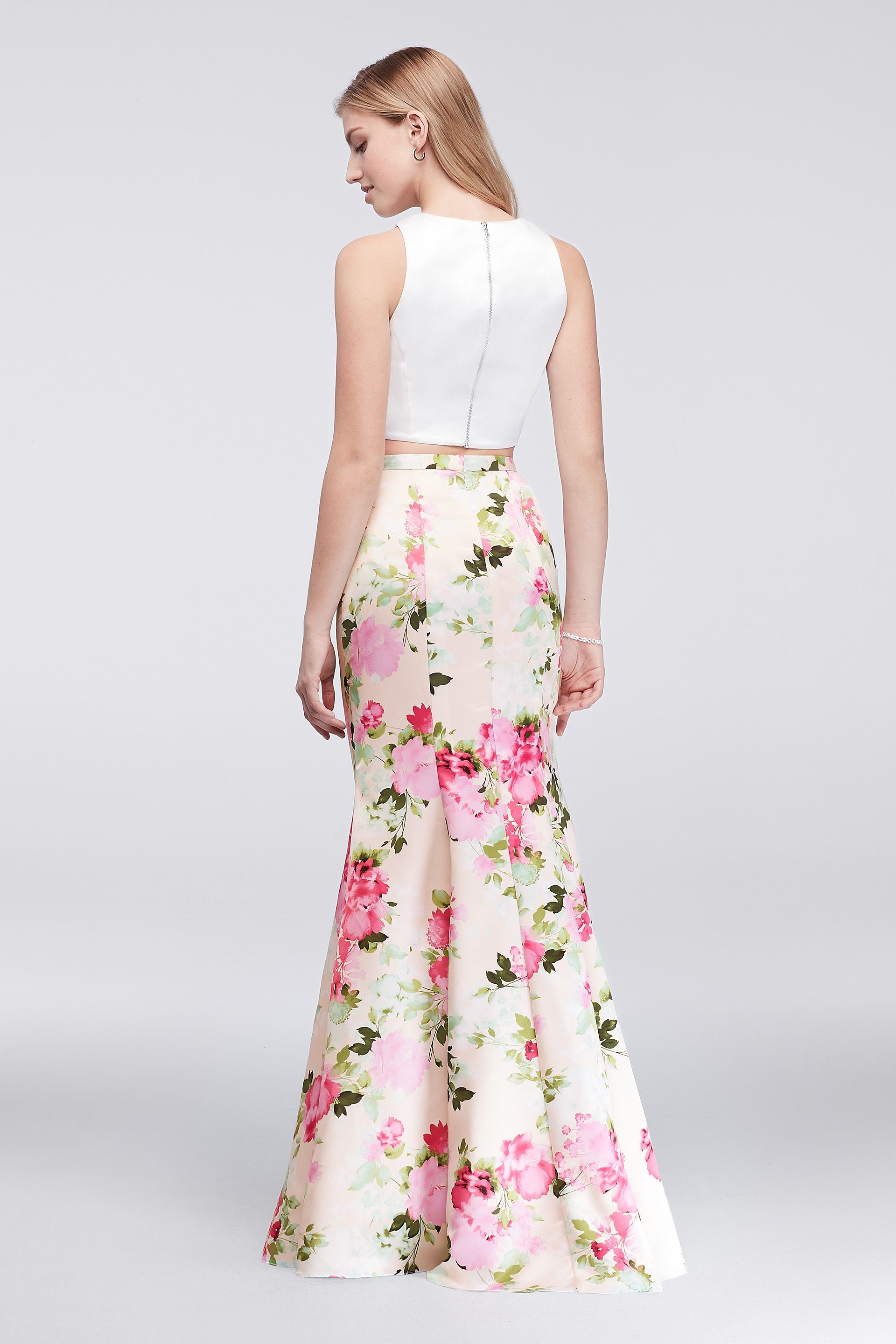 Solid Crop Top and Floral Mermaid Skirt Set | David's Bridal