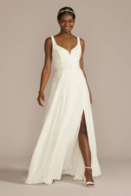geometric lace tank wedding dress Geometric Pattern Lace Mermaid Boho Wedding Dress
