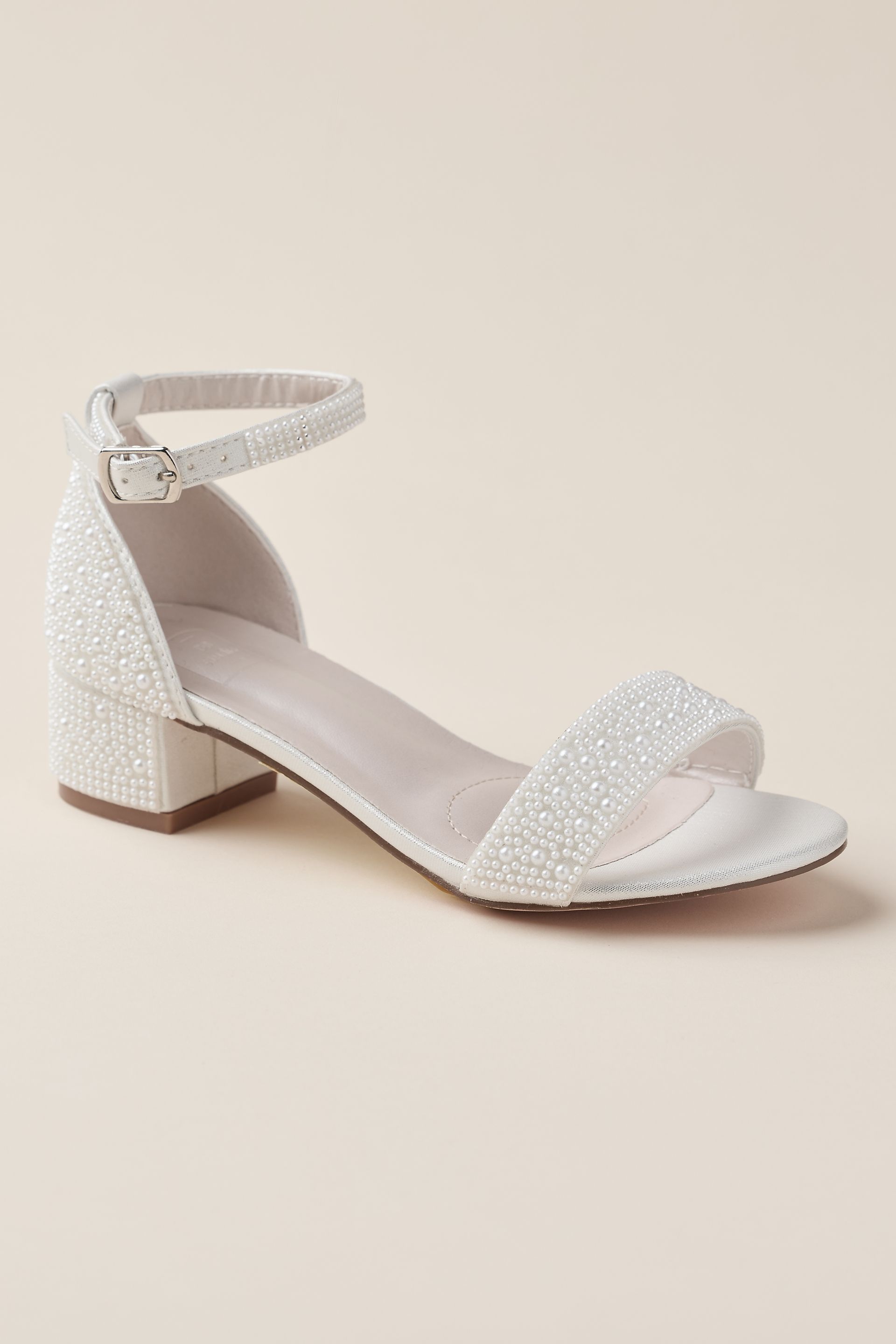 Picture of Girls Iridescent Pearl Low Block Heel Sandals