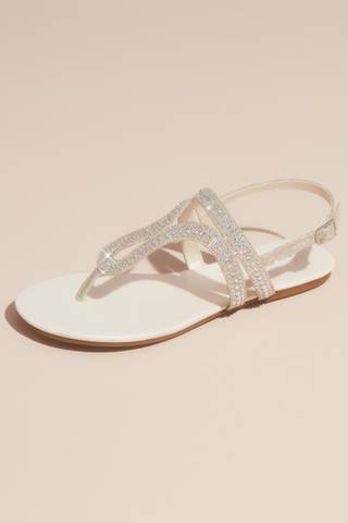 Picture of Crystal Embellished Glitter Flat Sandals