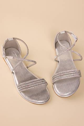 silver dress sandals for wedding Amazon.com | YooPrettyz Women Silver Round Toe Sandal Wedge Heels Glittered Straps Crystals Dressy Party Wedding Bridal Shoes Silver 6
