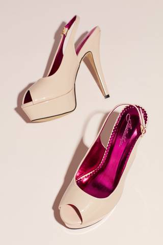 Picture of Patent Slingback Peep-Toe Platform Heels