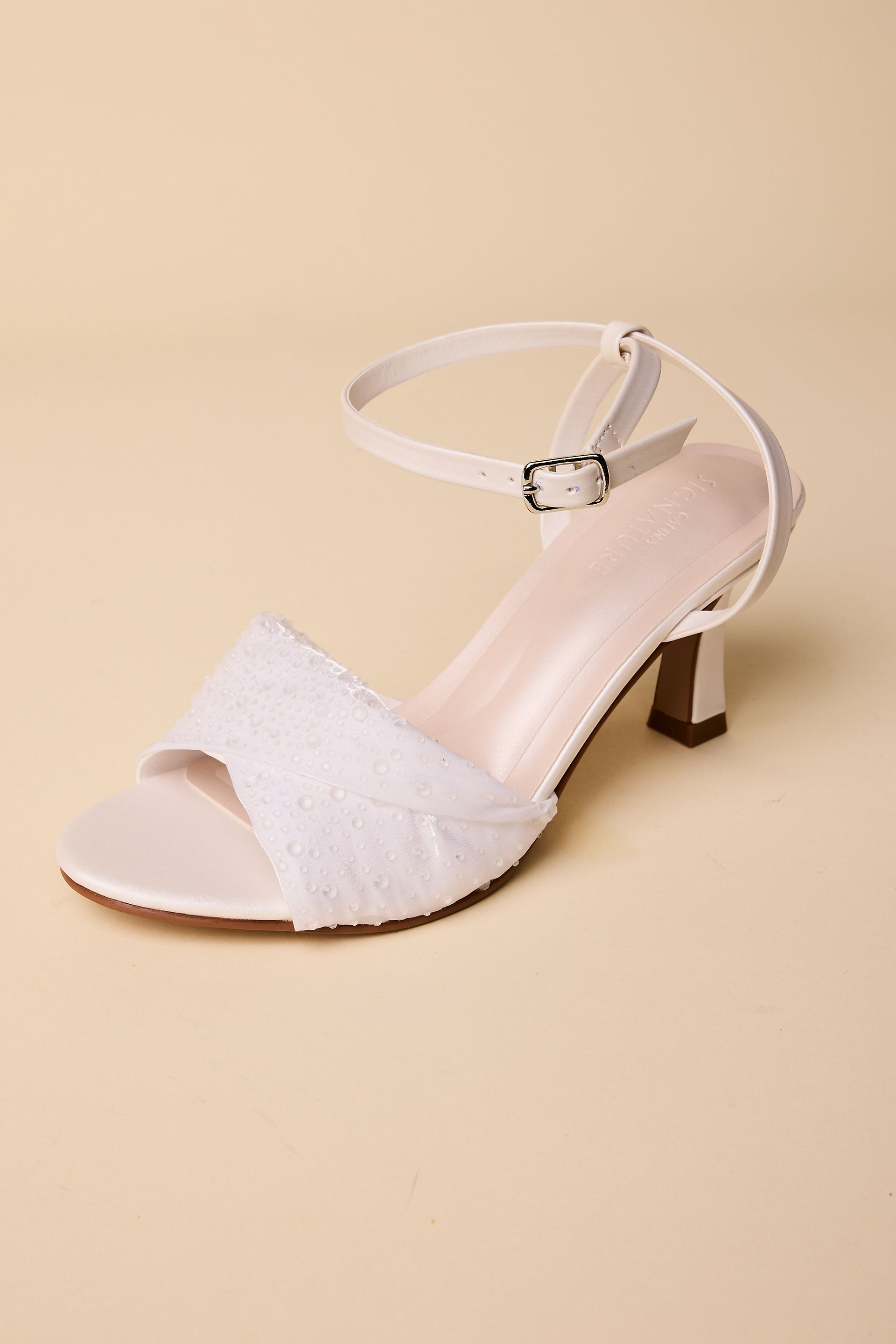 Picture of Tulle Crystal Almond Toe Stiletto Sandals