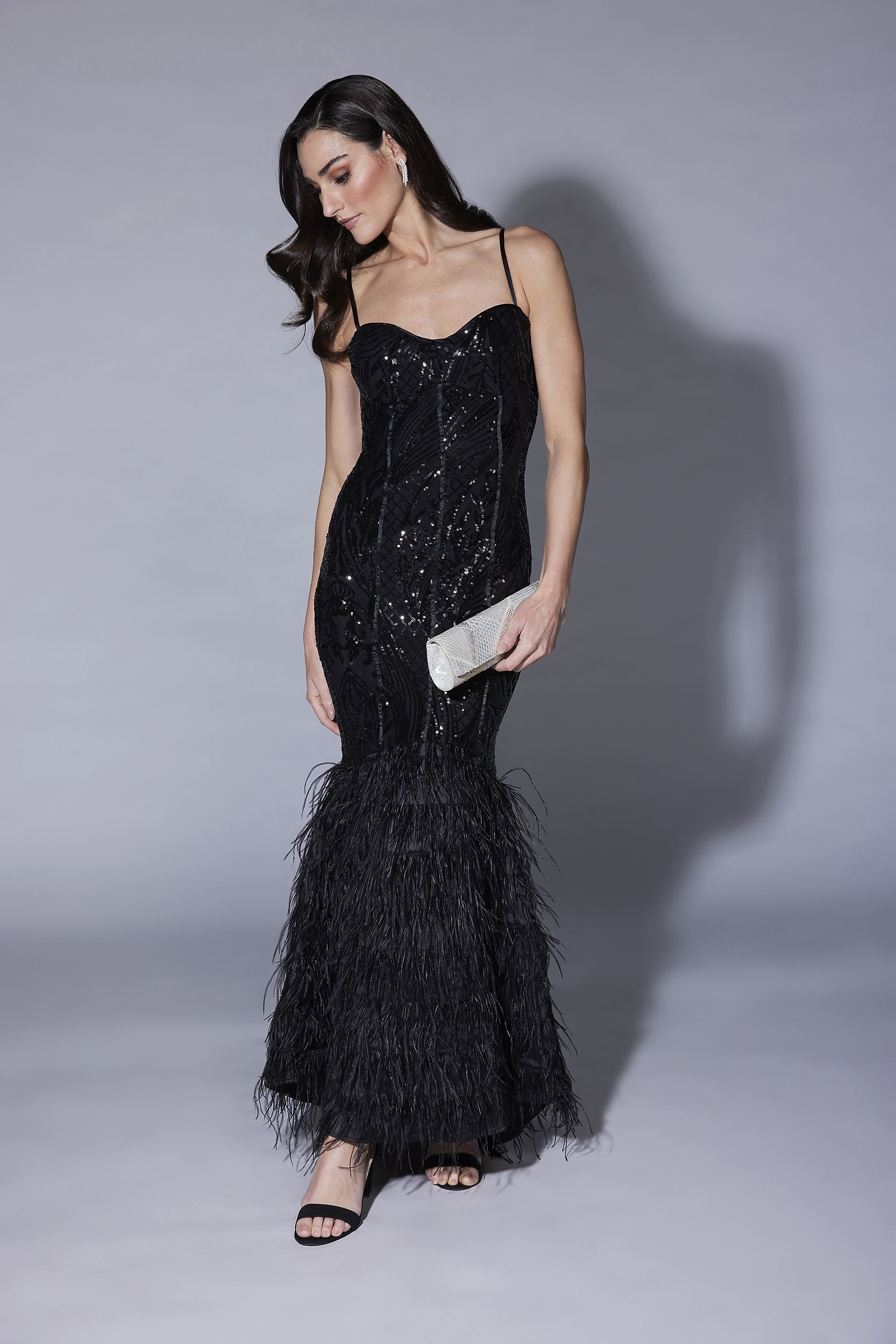 Picture of Sequin Feather Gown