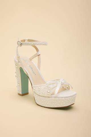 View Betsey Johnson Pearl Block Heel Platform Sandals with Bow in all available color and sizes Picture of Pearl Block Heel Platform Sandals with Bow