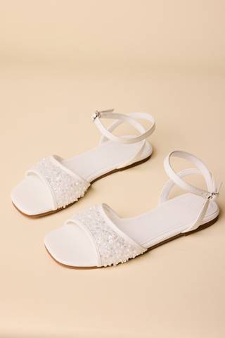 View DB Studio Sequin Mesh Square Toe Flat Sandals in all available color and sizes Picture of Sequin Mesh Square Toe Flat Sandals
