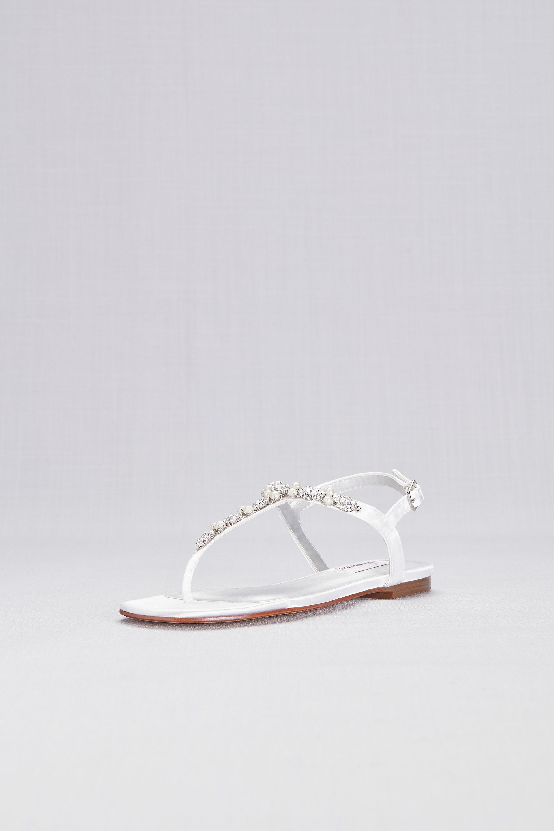 Picture of Pearl and Crystal Encrusted Dyeable T-Strap Sandal