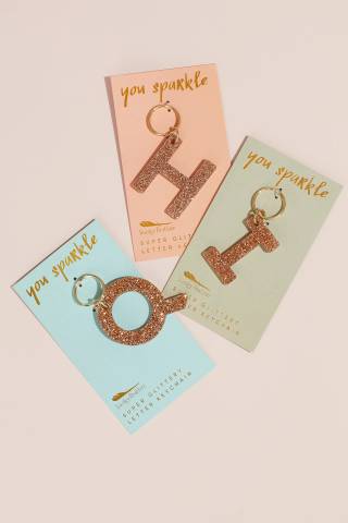Picture of Glitter Acrylic Sparkling Initial Key Chain