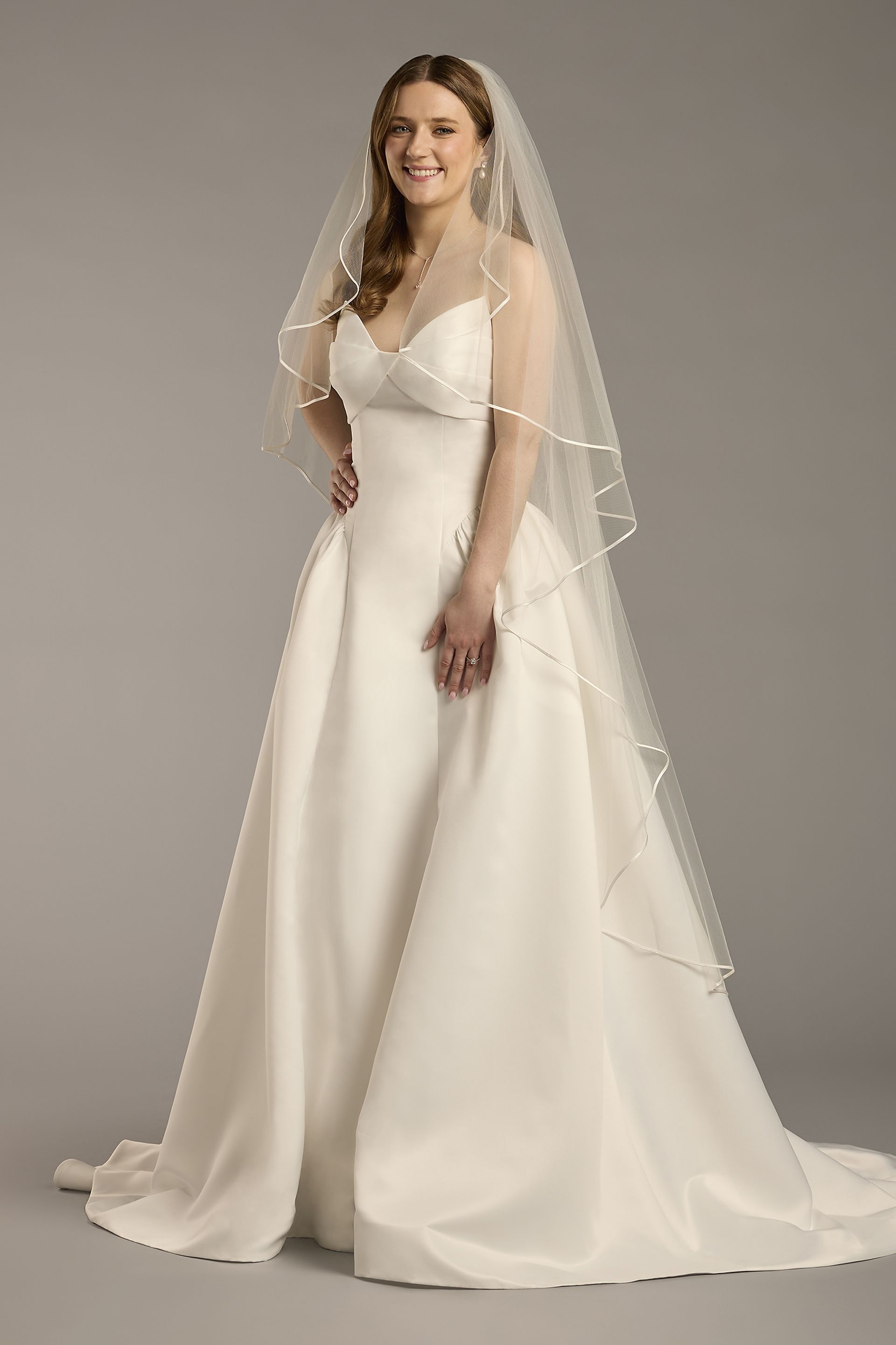 Satin Edge Angel-Cut Mid-Length Veil | David's Bridal