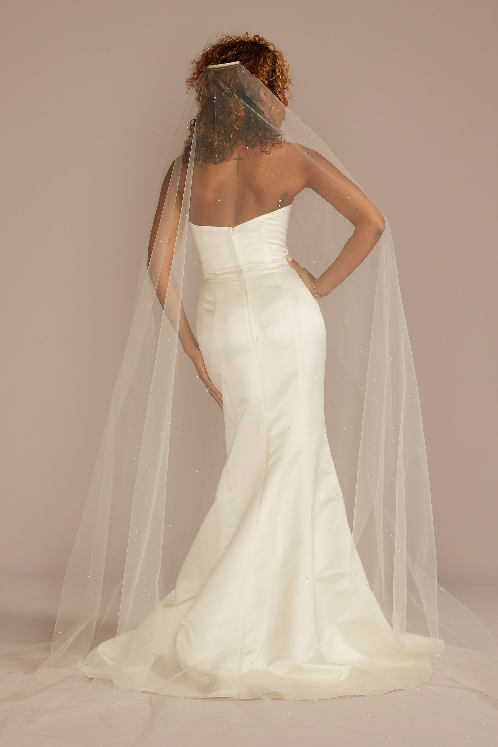 Scattered Pearl Tulle Cathedral Veil | David's Bridal