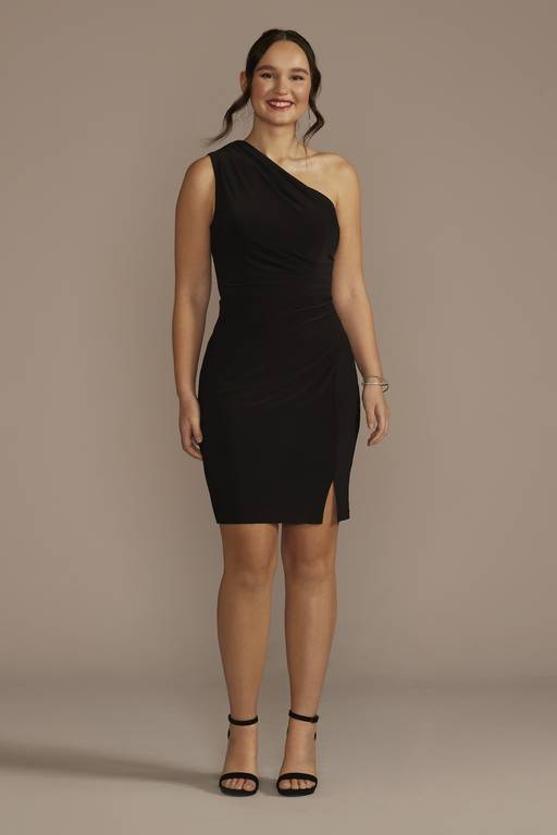 black one shoulder dress short one shoulder black dress short Aria One-Shoulder Mini Dress in Black -parroquiadesanalbertomagno.com