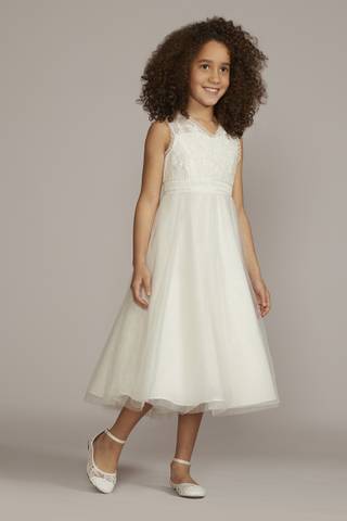 View DB Studio Sparkle Lace Bodice Flower Girl Dress in all available color and sizes Picture of Sparkle Lace Bodice Flower Girl Dress