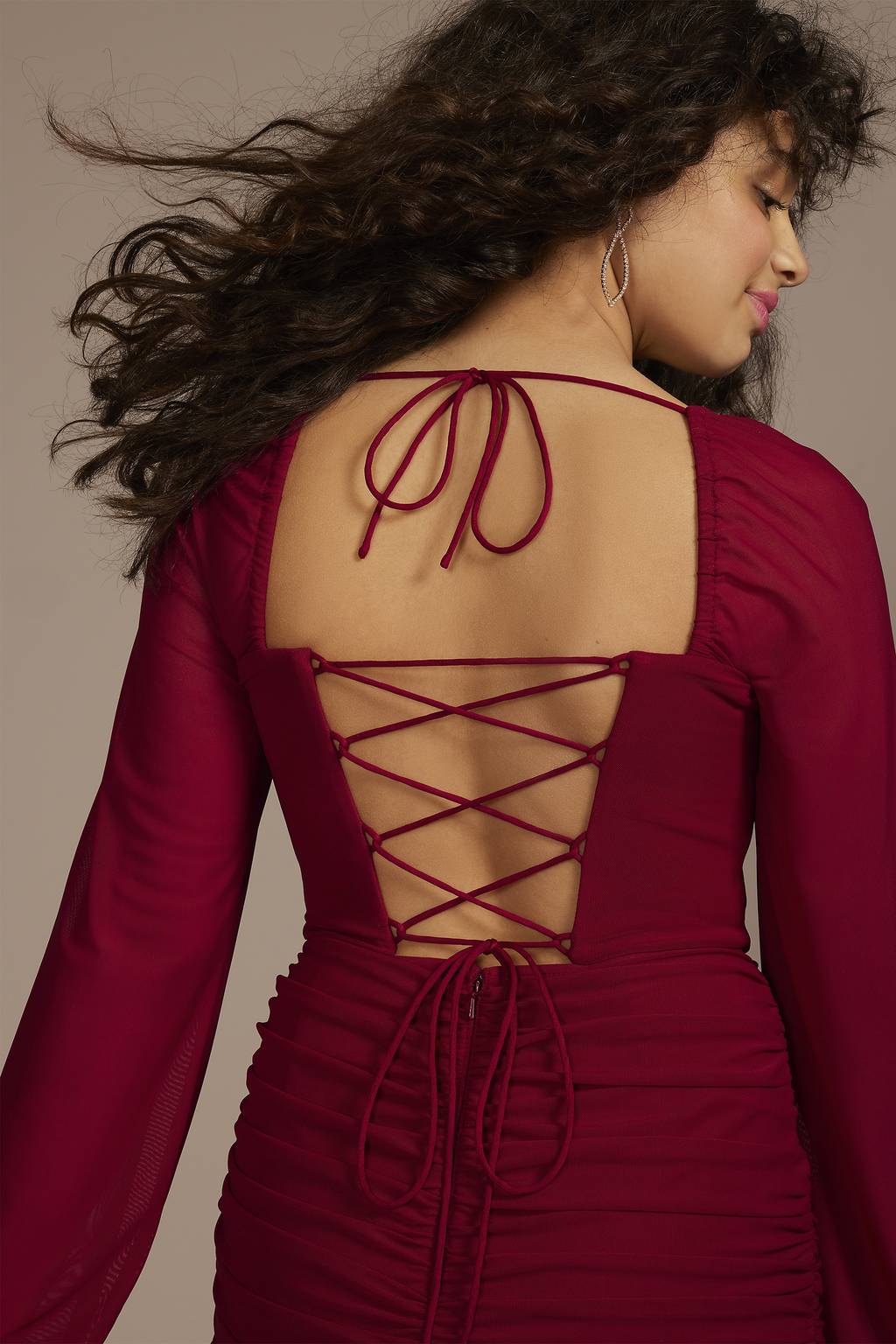 long sleeve mesh corset mini dress Black Mesh Illusion Cut-out Mini Dress