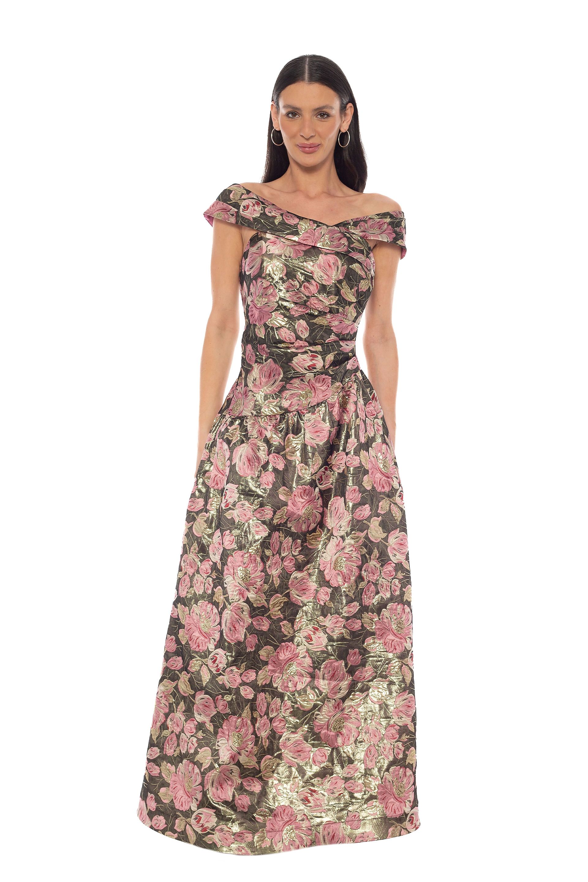 Picture of Brocade Off-the-Shoulder A-Line Dress