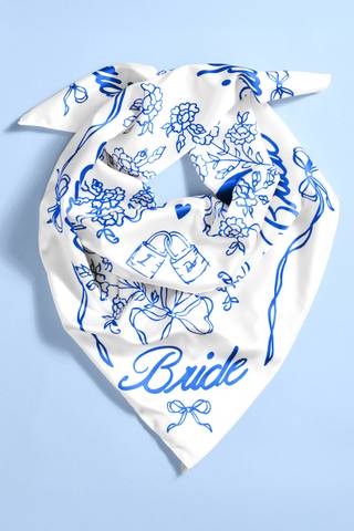 View XO Fetti Something Blue Bride Scarf in all available color and sizes Picture of Something Blue Bride Scarf