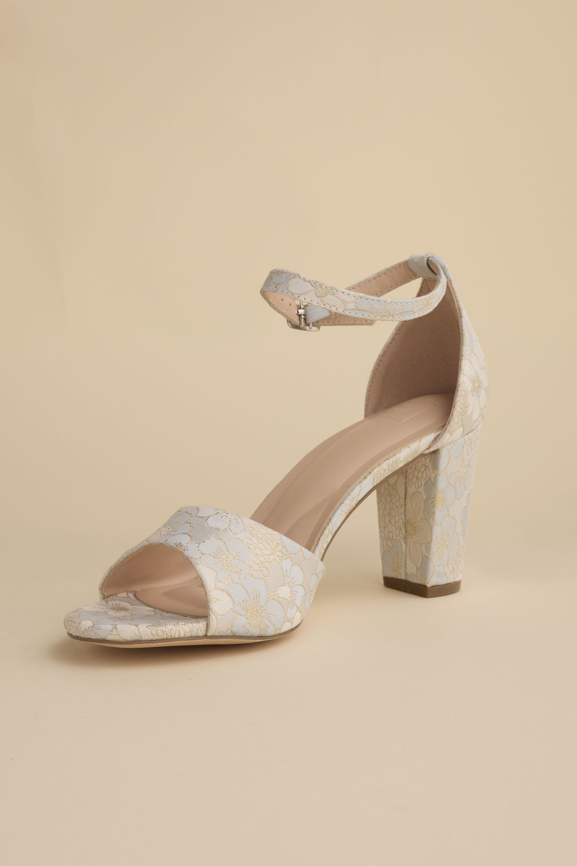 Picture of Floral Brocade Block Heel Sandals