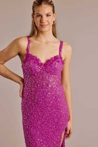 Picture of Textured Sequin Sweetheart Sheath Dress