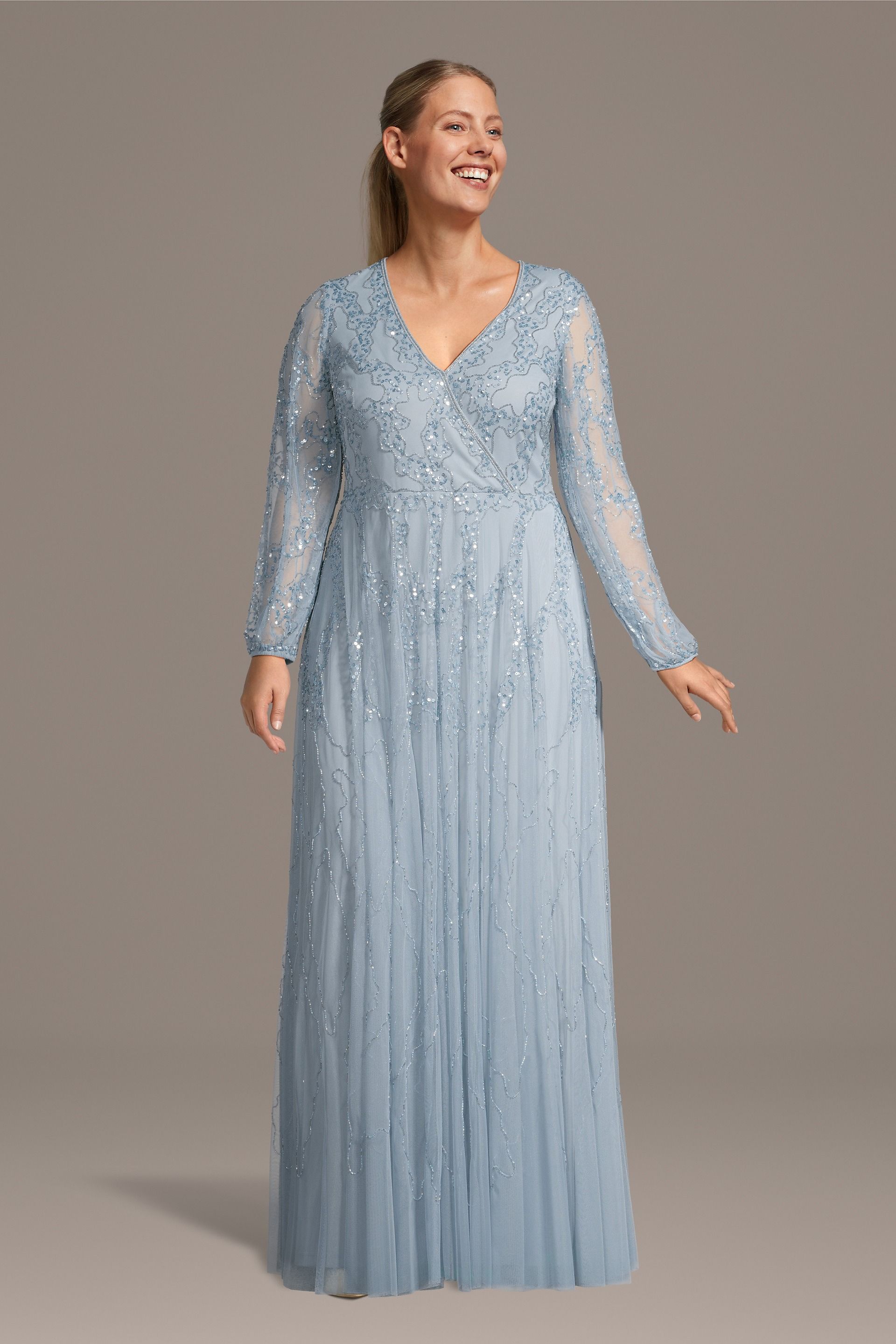 Strapless Floral Tea-Length Dress with Wrap | David's Bridal