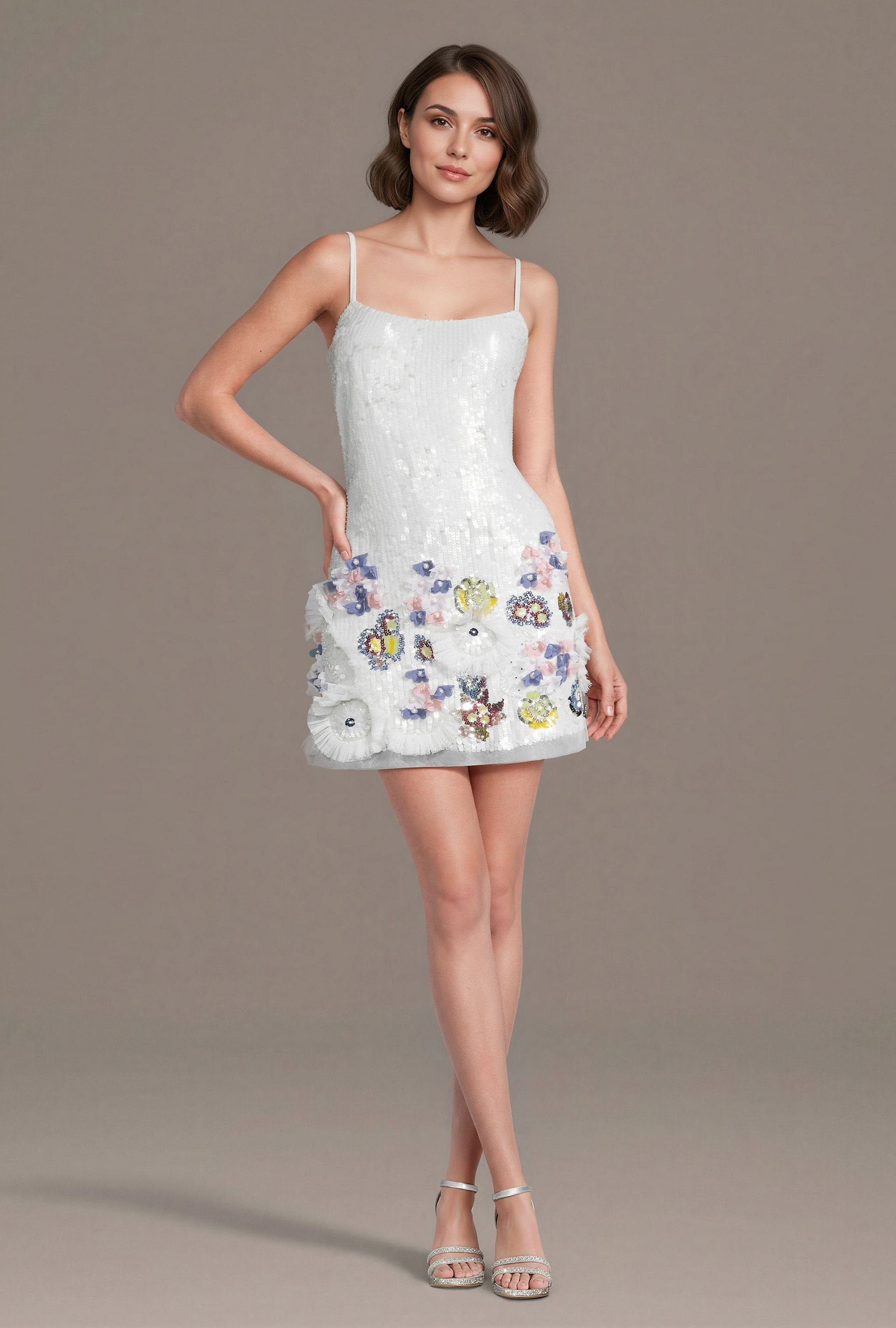 Picture of Sequin Multicolor Floral Mini Dress