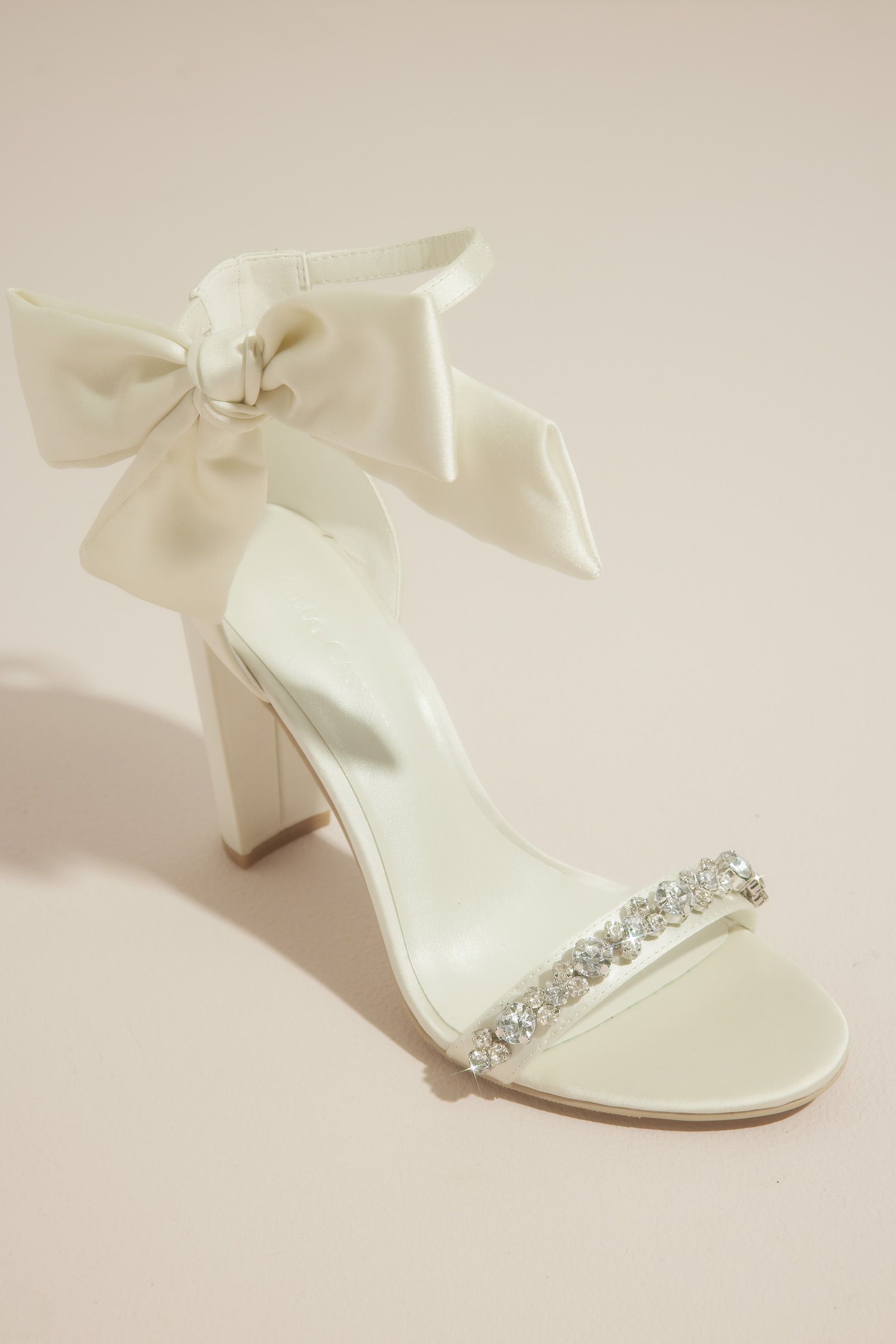 Picture of Removable Ankle Bow Crystal Strap Heeled Sandals