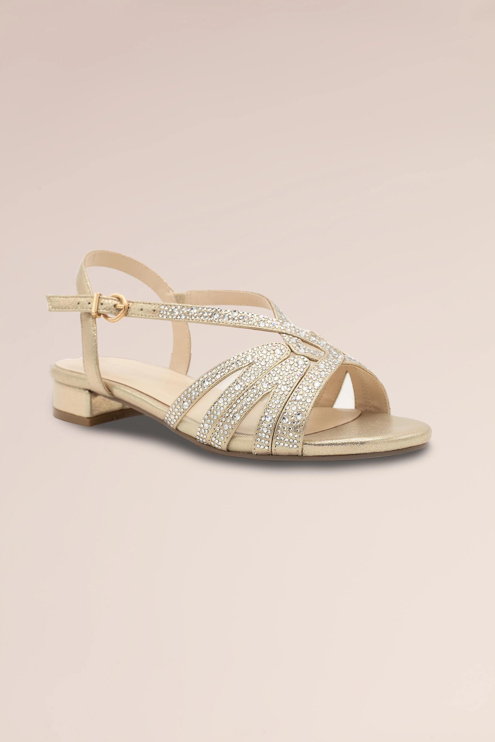 Picture of Quest Diamante and Mesh Low Block Heel Sandals
