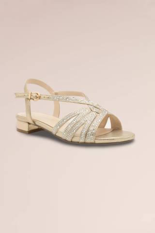 Picture of Quest Diamante and Mesh Low Block Heel Sandals