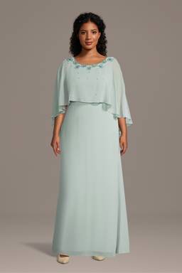 oleg cassini chiffon capelet dress OLEG CASSINI navy chiffon lace-trimmed scoopneck capelet dress size 10