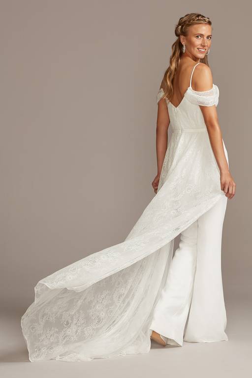 jumpsuit prom dress with train Short Sleeves Jumpsuit Evening Dress Long Prom Dress with Train