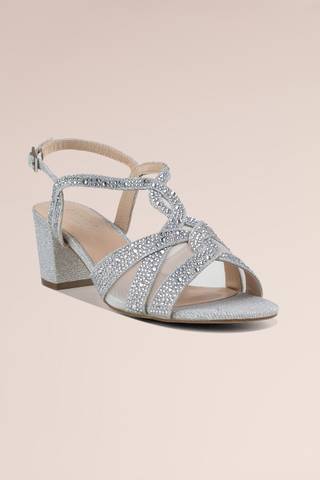 Picture of Nadia Mesh and Diamonte T-Strap Block Heels