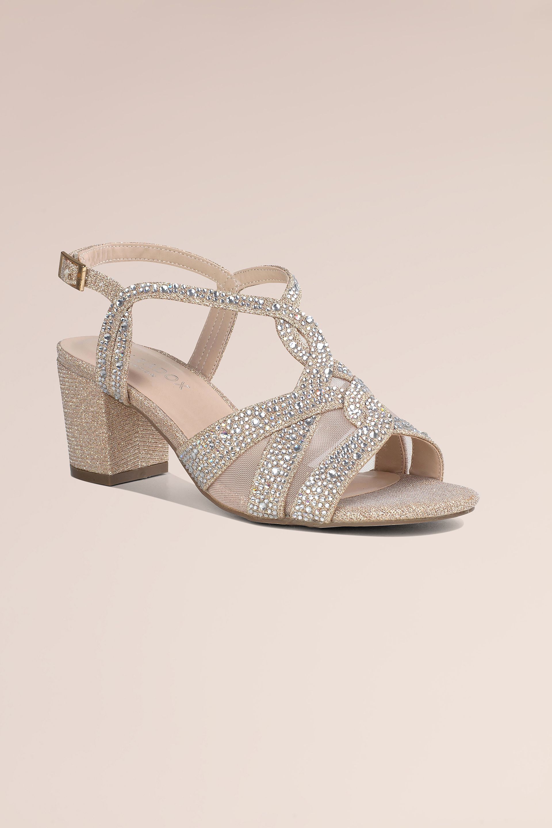 Picture of Nadia Mesh and Diamonte T-Strap Block Heels