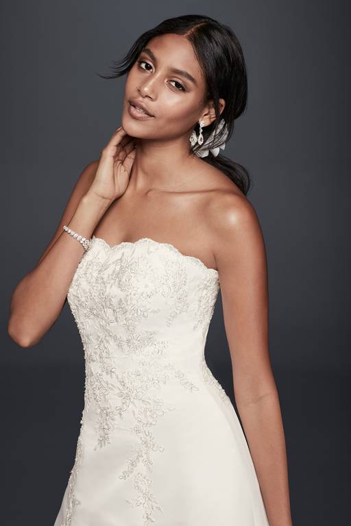 david's bridal strapless lace dress David's Bridal, Metalic beaded lace trumpet wedding dress New Wedding Dress  Save 72%