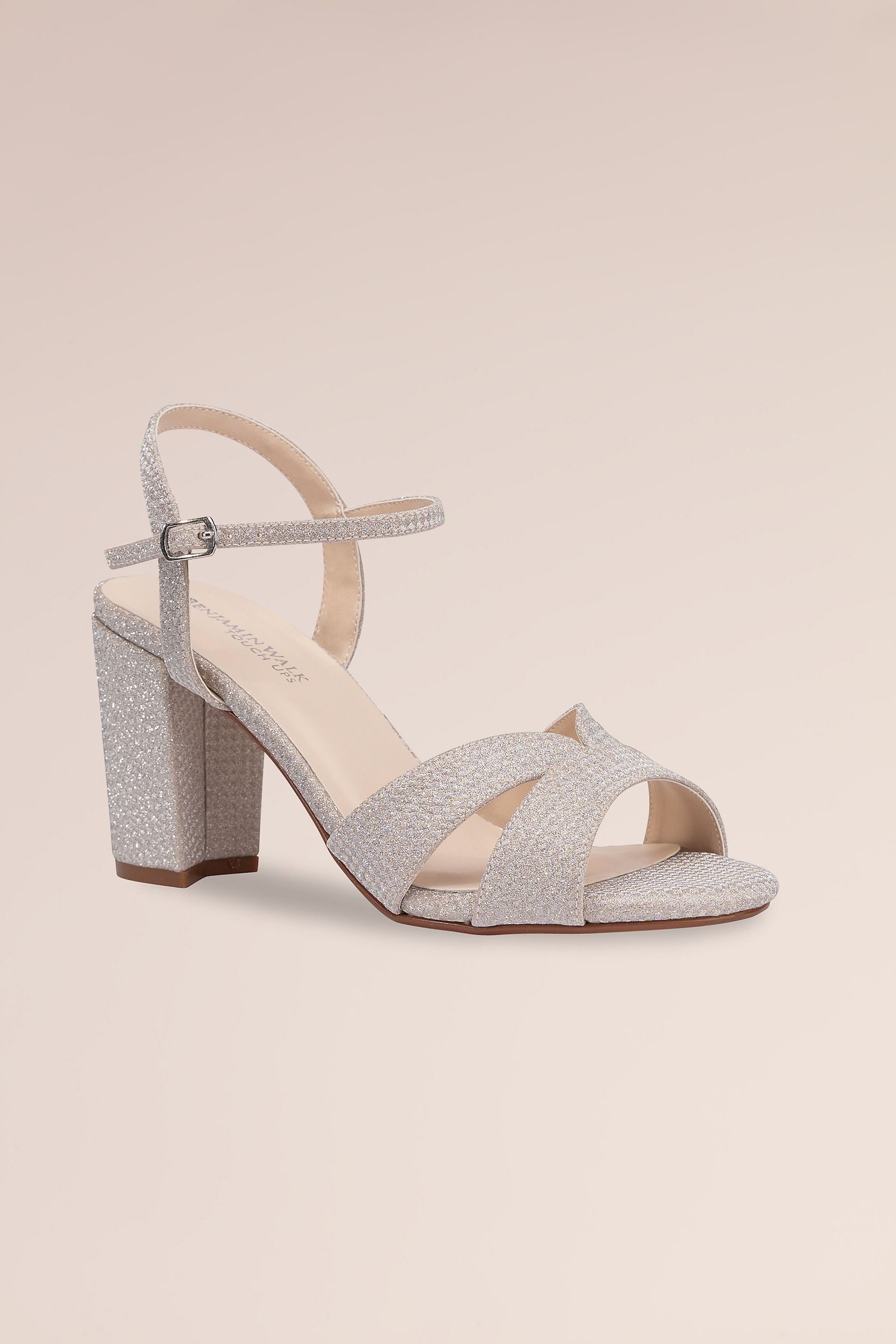 Picture of Midi Block Heel Strappy Shimmer Sandals
