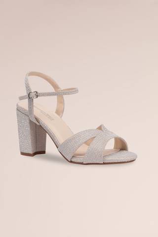 Picture of Midi Block Heel Strappy Shimmer Sandals