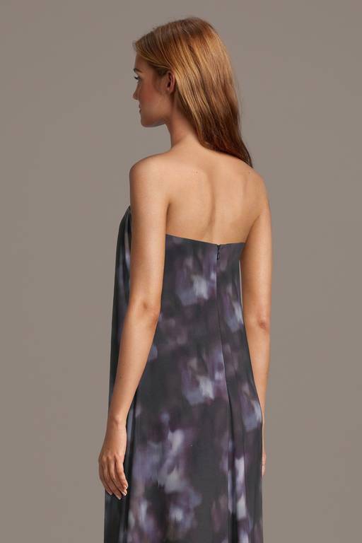 strapless watercolor print fit & flare dress Watercolor Short Hoco Dress: Ava Presley 26444 Lilac / 00