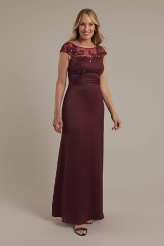 Picture of Sequin Applique Crepe-Back Satin Slim A-Line Dress