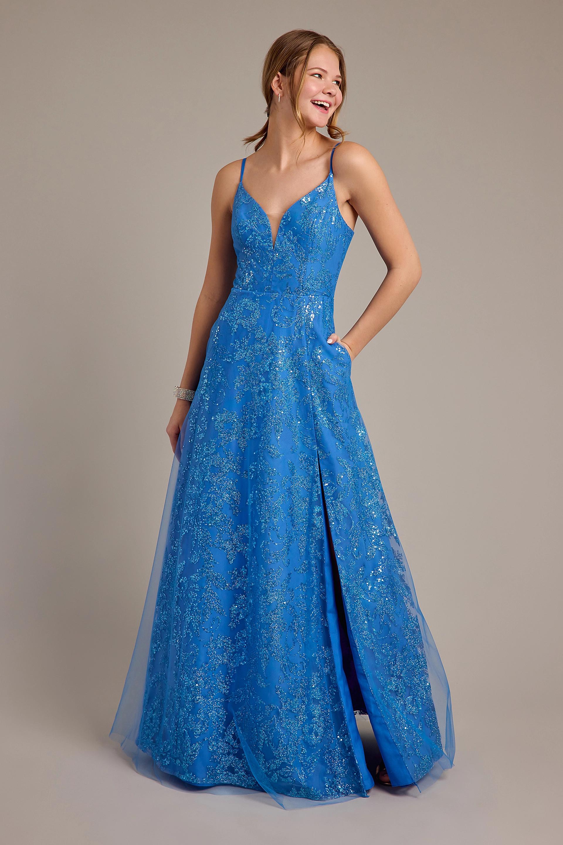 Picture of Illusion Plunge Glitter A-Line Dress